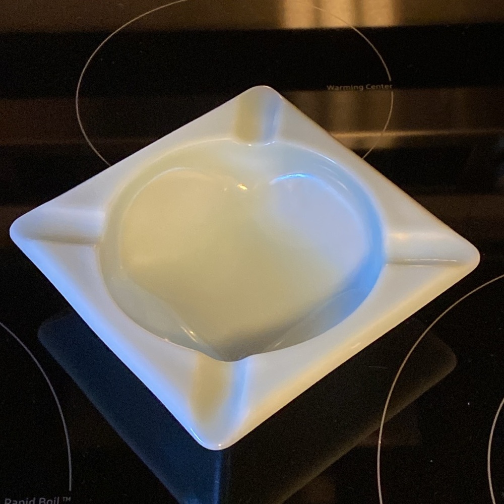 Vintage Fire King Delphite Blue Milk Glass Ashtray